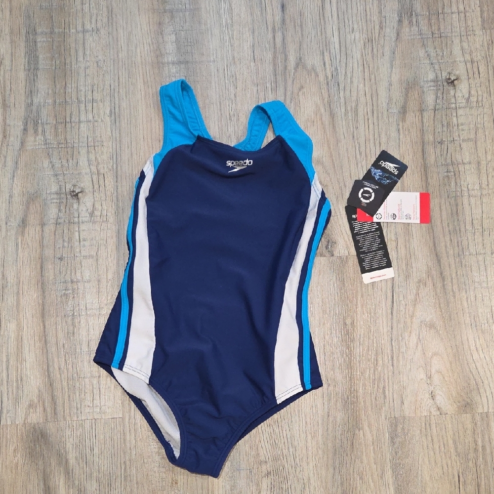 Speedo Navy and White One-Piece Swimsuit